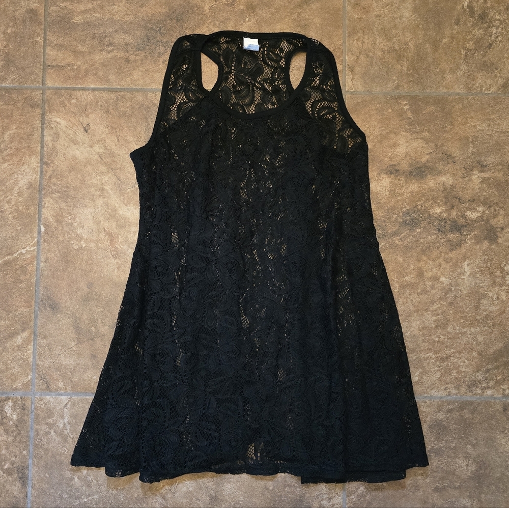 Black Lace Detailed WL Long Tank